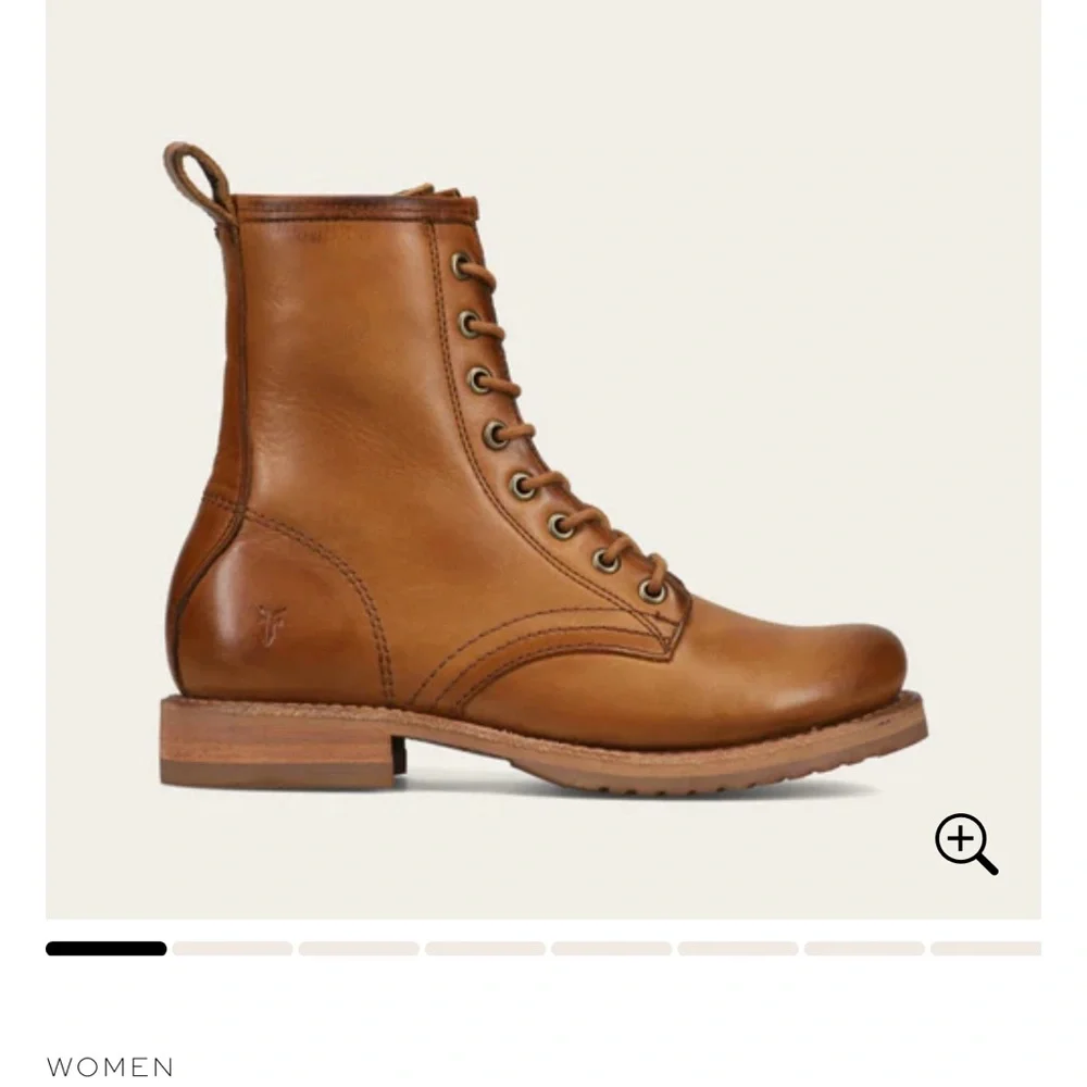 NEW size 9.5 Frye Women's Brown Lace Up Leather Boots with BOX color Whisky - Picture 4 of 8